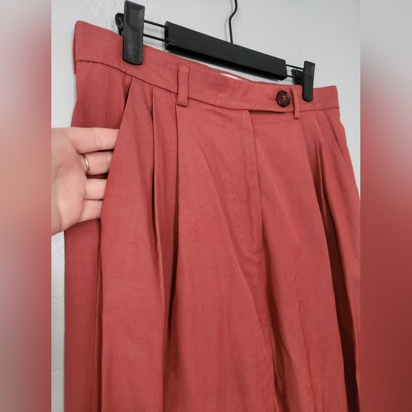 Molly Goddard Clay Brick Red Pleated Chinos Poly/Cotton sz 6 - Picture 5 of 10